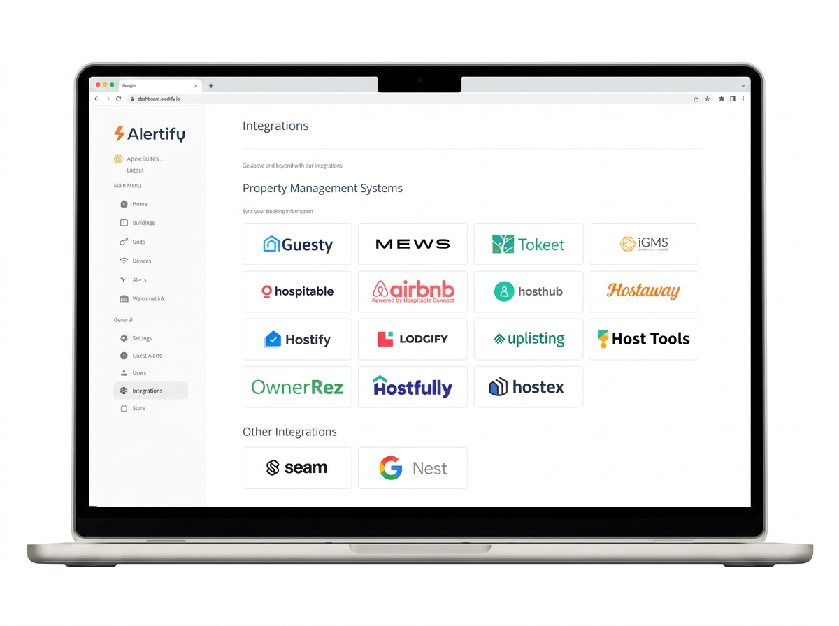 Integrações Alertify — Guesty, Hostaway, Slack e mais